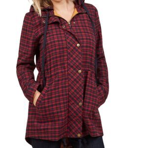 Blu Pepper buffalo plaid hooded coat. Zip front